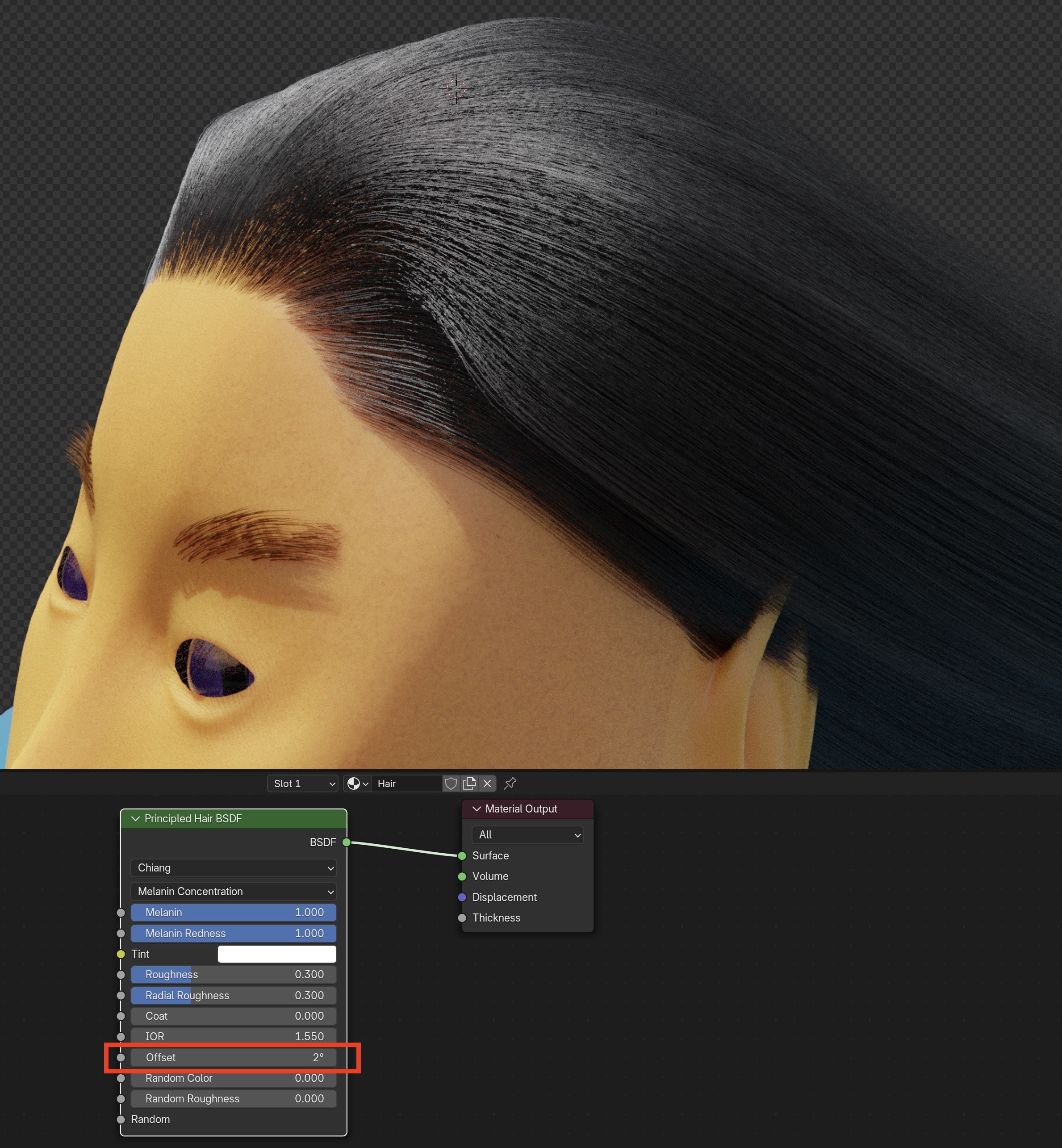 Principled Hair Shader Glint